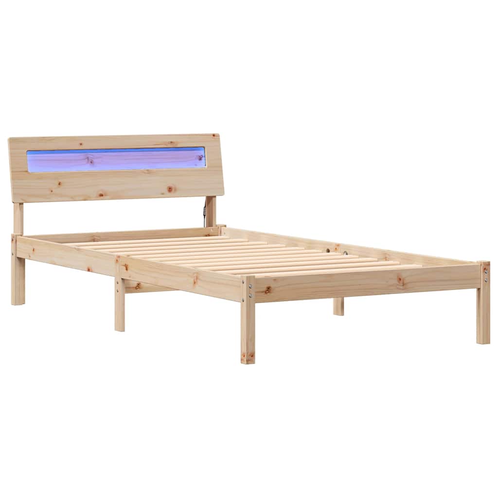 Sengestel med hovedgærde Brun 90 x 190 cm Massiv fyrretræ