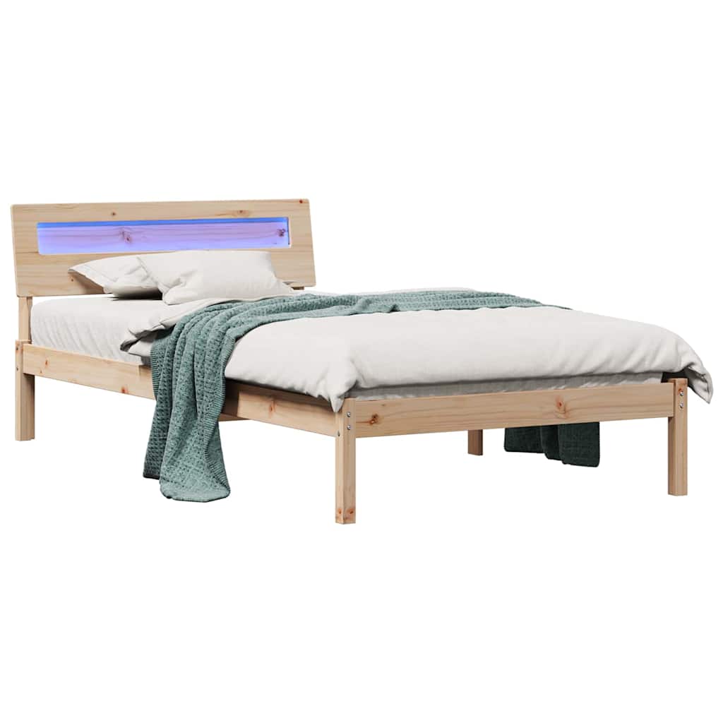 Sengestel med hovedgærde Brun 90 x 190 cm Massiv fyrretræ
