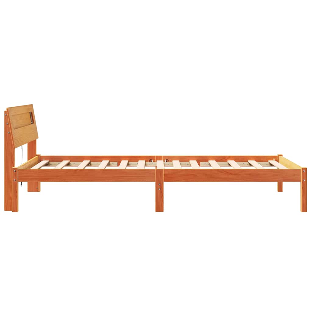 Sengestel med hovedgærde Voks brun 90 x 190 cm Massiv fyrretræ