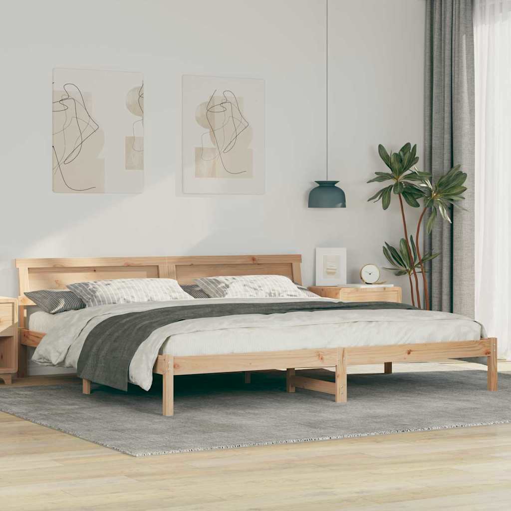 Sengestel med hovedgærde Brun 180 x 200 cm Massiv fyrretræ