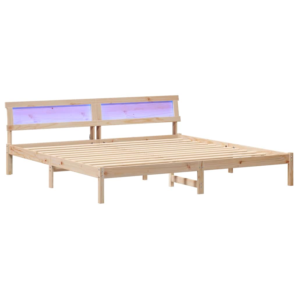 Sengestel med hovedgærde Brun 180 x 200 cm Massiv fyrretræ
