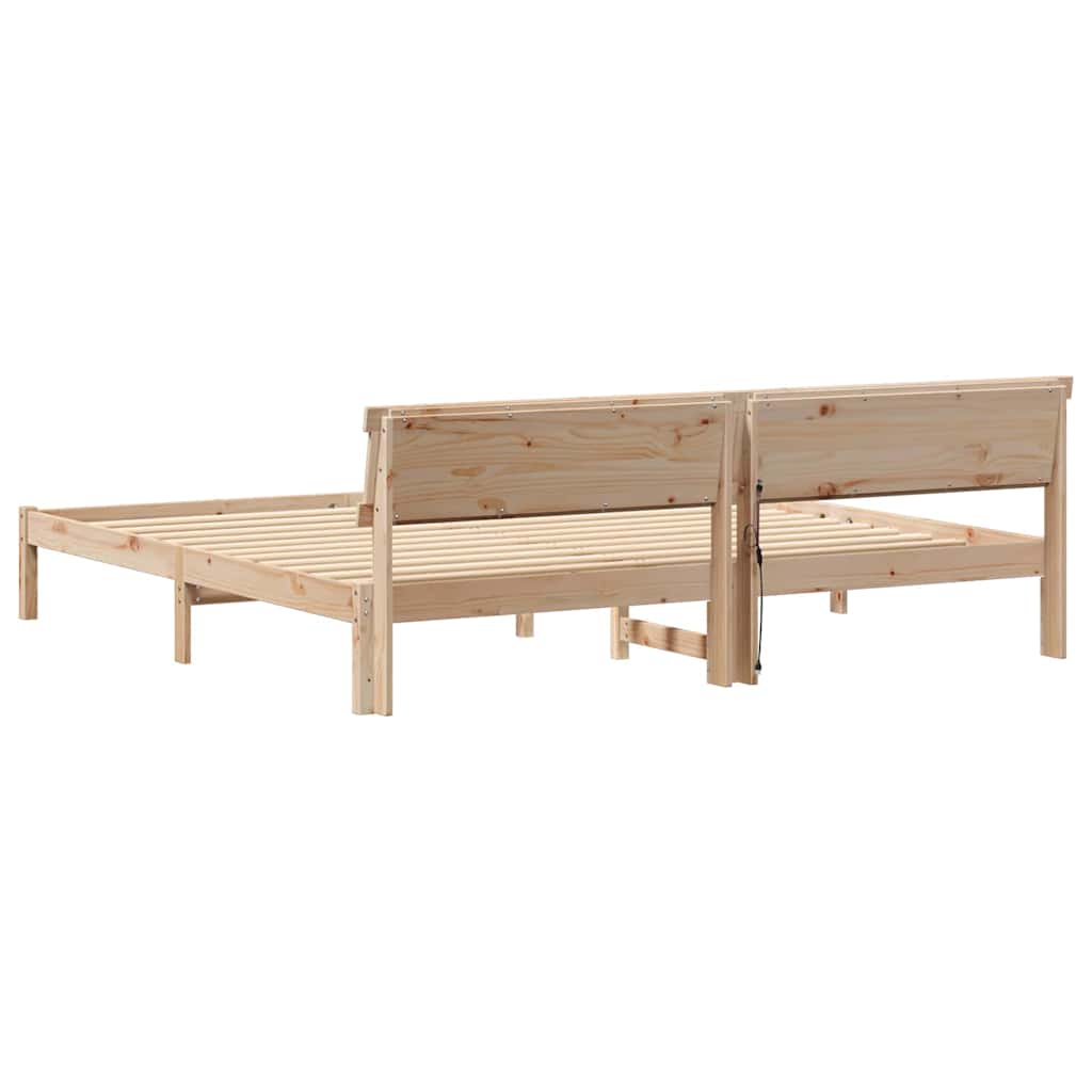 Sengestel med hovedgærde Brun 180 x 200 cm Massiv fyrretræ