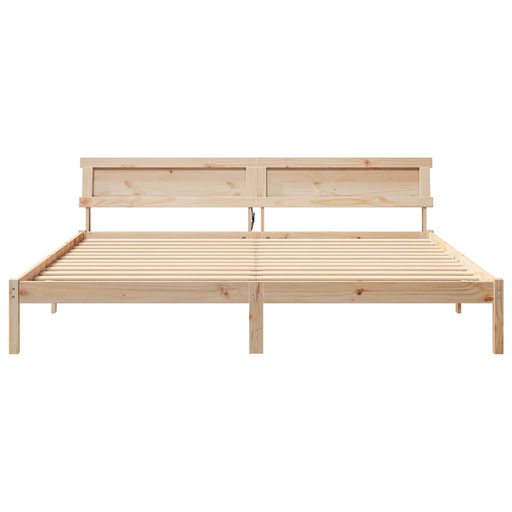 Sengestel med hovedgærde Brun 180 x 200 cm Massiv fyrretræ