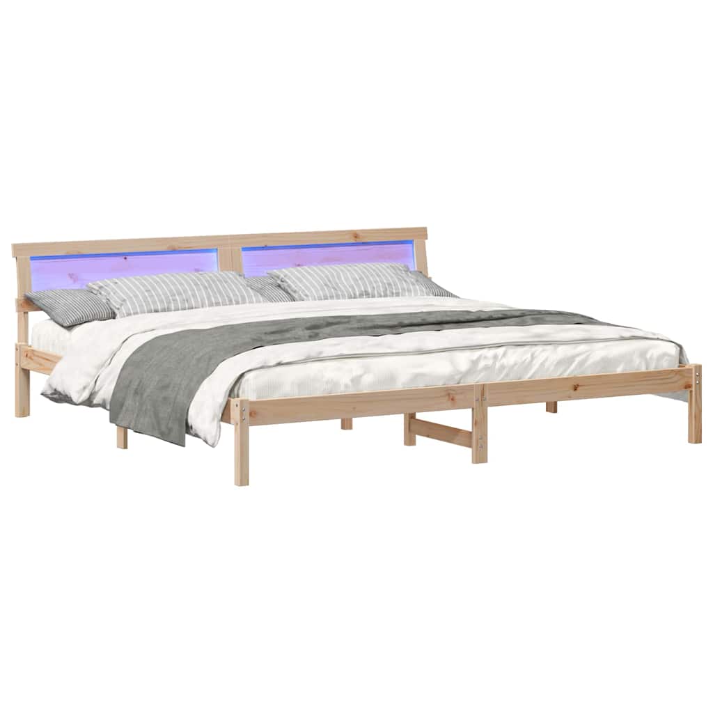 Sengestel med hovedgærde Brun 180 x 200 cm Massiv fyrretræ