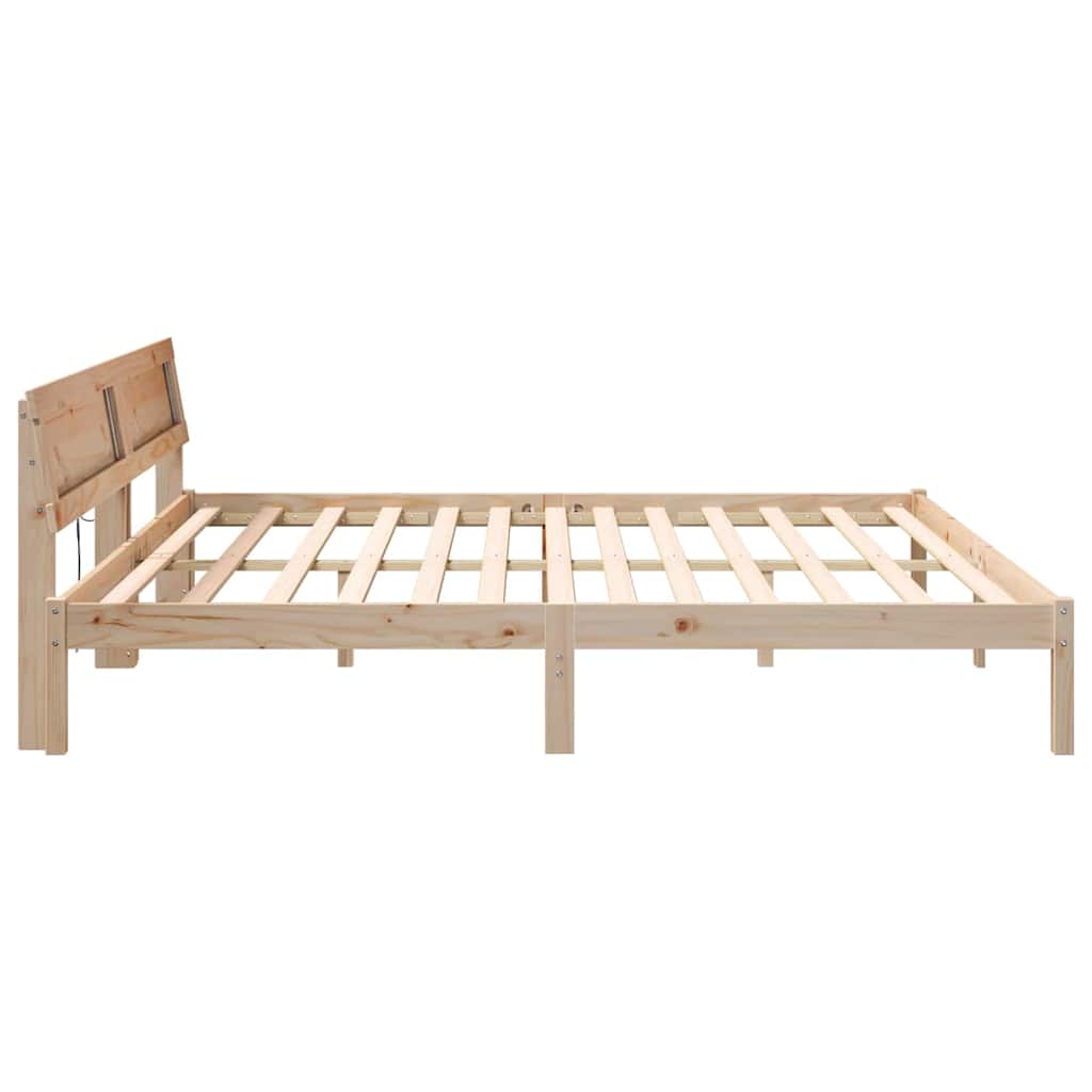 Sengestel med hovedgærde Brun 180 x 200 cm Massiv fyrretræ