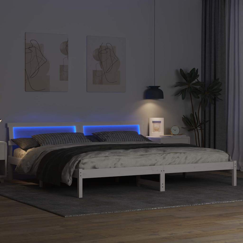 Sengestel med hovedgærde Hvid 180 x 200 cm Massiv fyrretræ