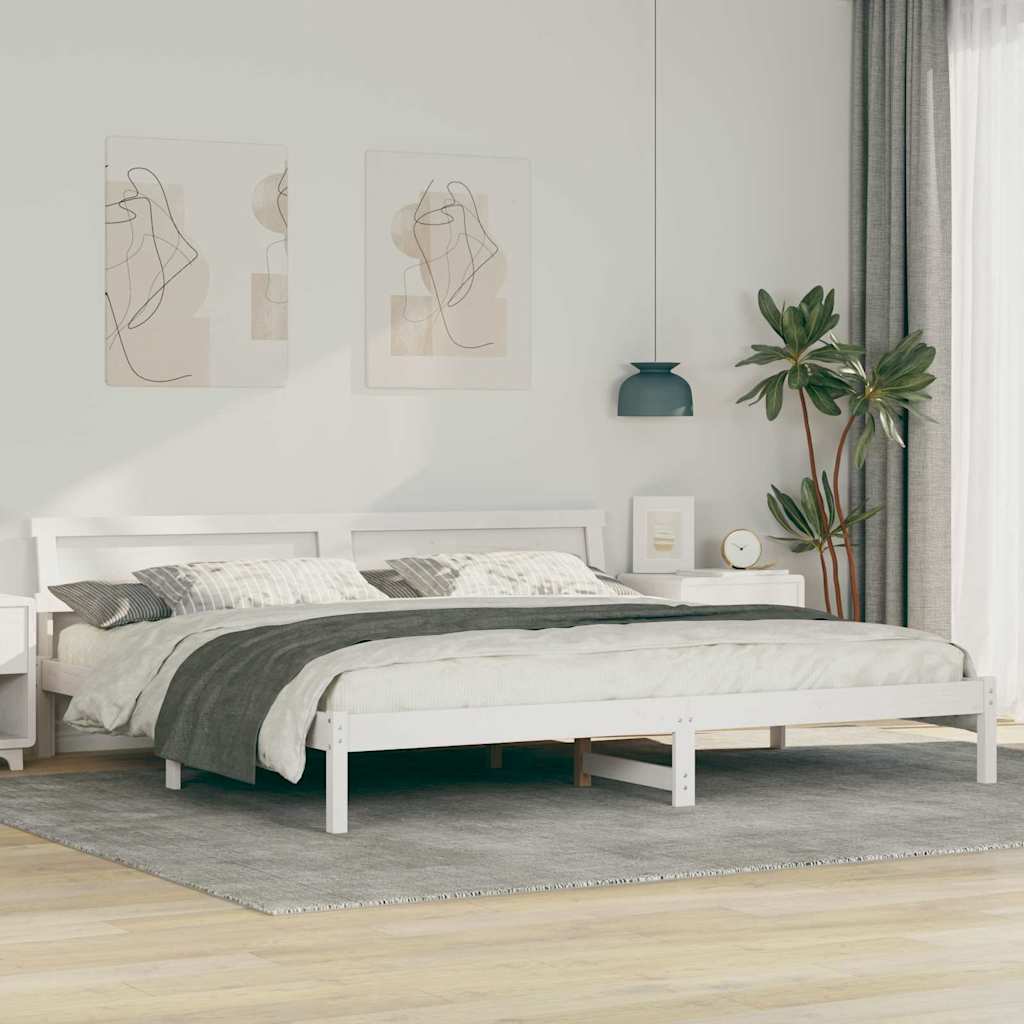 Sengestel med hovedgærde Hvid 180 x 200 cm Massiv fyrretræ