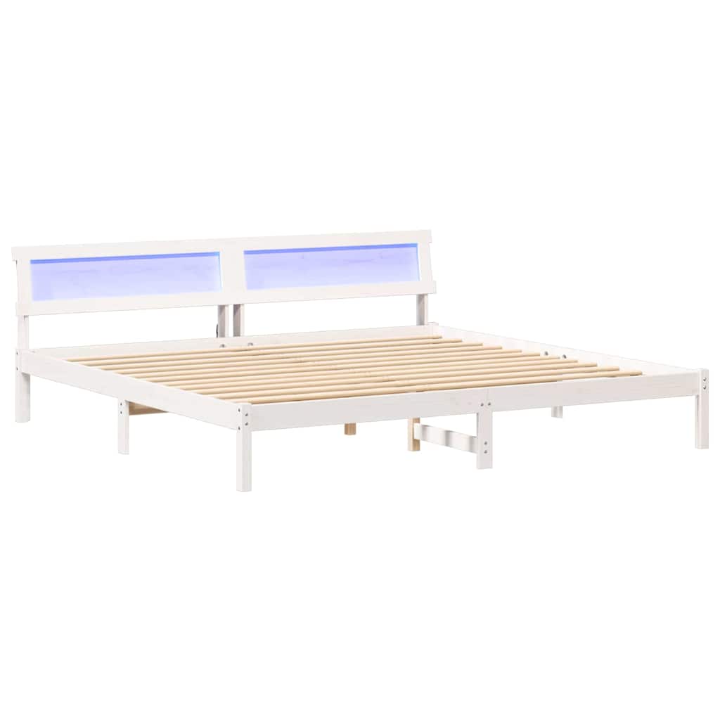 Sengestel med hovedgærde Hvid 180 x 200 cm Massiv fyrretræ