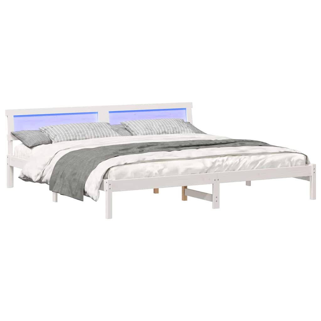 Sengestel med hovedgærde Hvid 180 x 200 cm Massiv fyrretræ