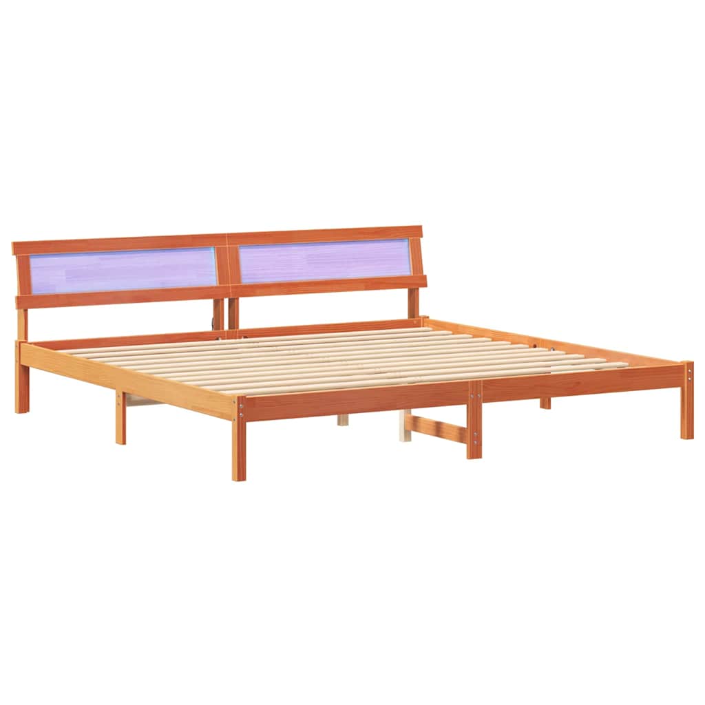 Sengestel med hovedgærde Voks brun 180 x 200 cm Massiv fyrretræ