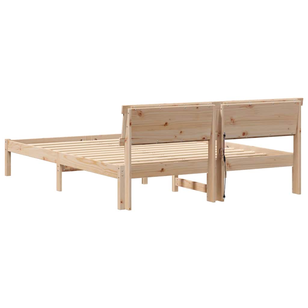 Sengestel med hovedgærde Brun 160 x 200 cm Massiv fyrretræ