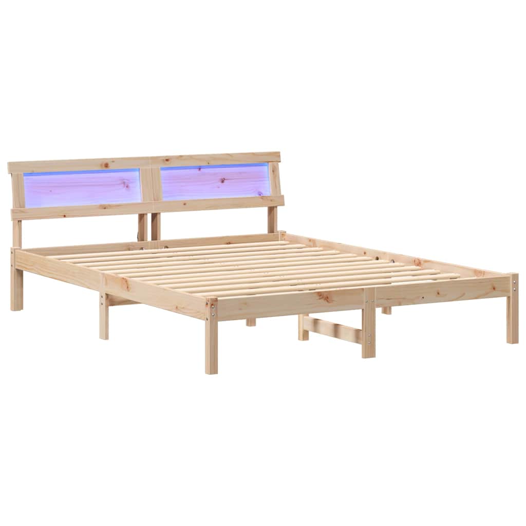 Sengestel med hovedgærde Brun 150 x 200 cm Massiv fyrretræ