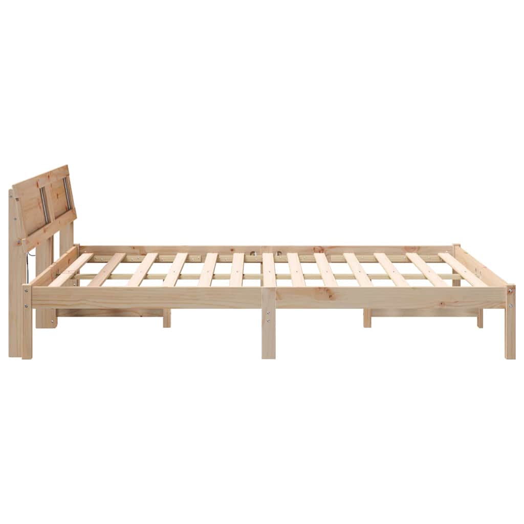 Sengestel med hovedgærde Brun 150 x 200 cm Massiv fyrretræ