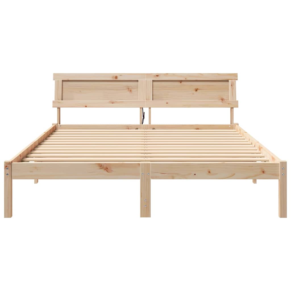 Sengestel med hovedgærde Brun 140 x 200 cm Massiv fyrretræ