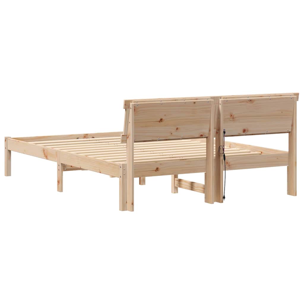 Sengestel med hovedgærde Brun 120 x 200 cm Massiv fyrretræ
