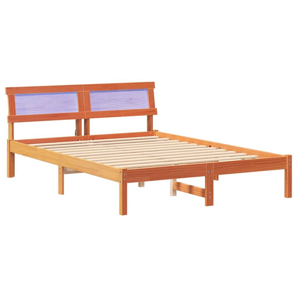 Sengestel med hovedgærde Voks brun 120 x 200 cm Massiv fyrretræ