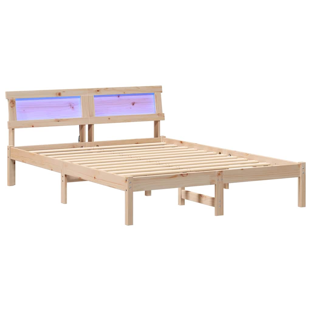 Sengestel med hovedgærde Brun 140 x 190 cm Massiv fyrretræ