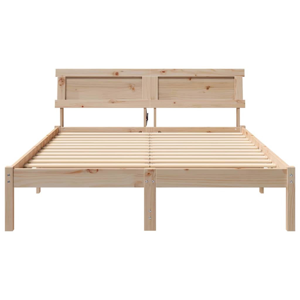 Sengestel med hovedgærde Brun 140 x 190 cm Massiv fyrretræ