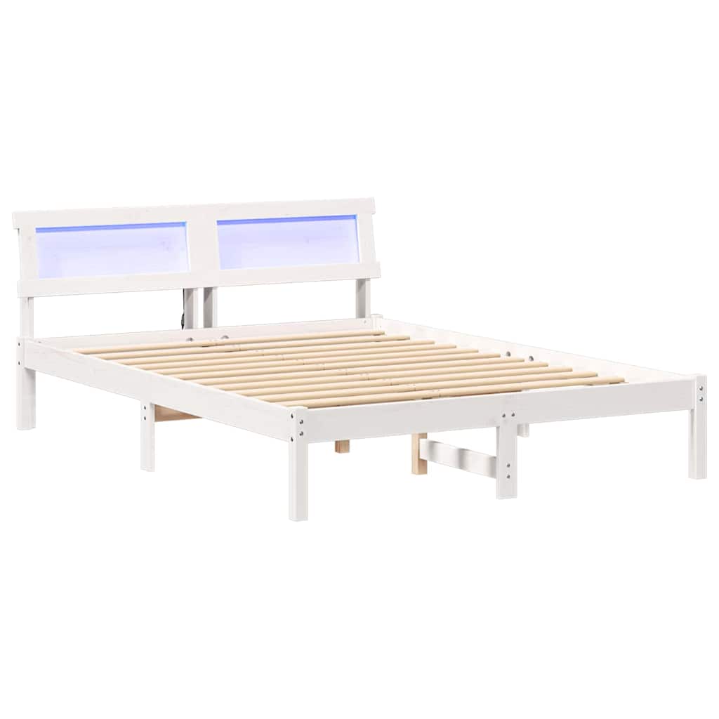 Sengestel med hovedgærde Hvid 120 x 190 cm Massiv fyrretræ