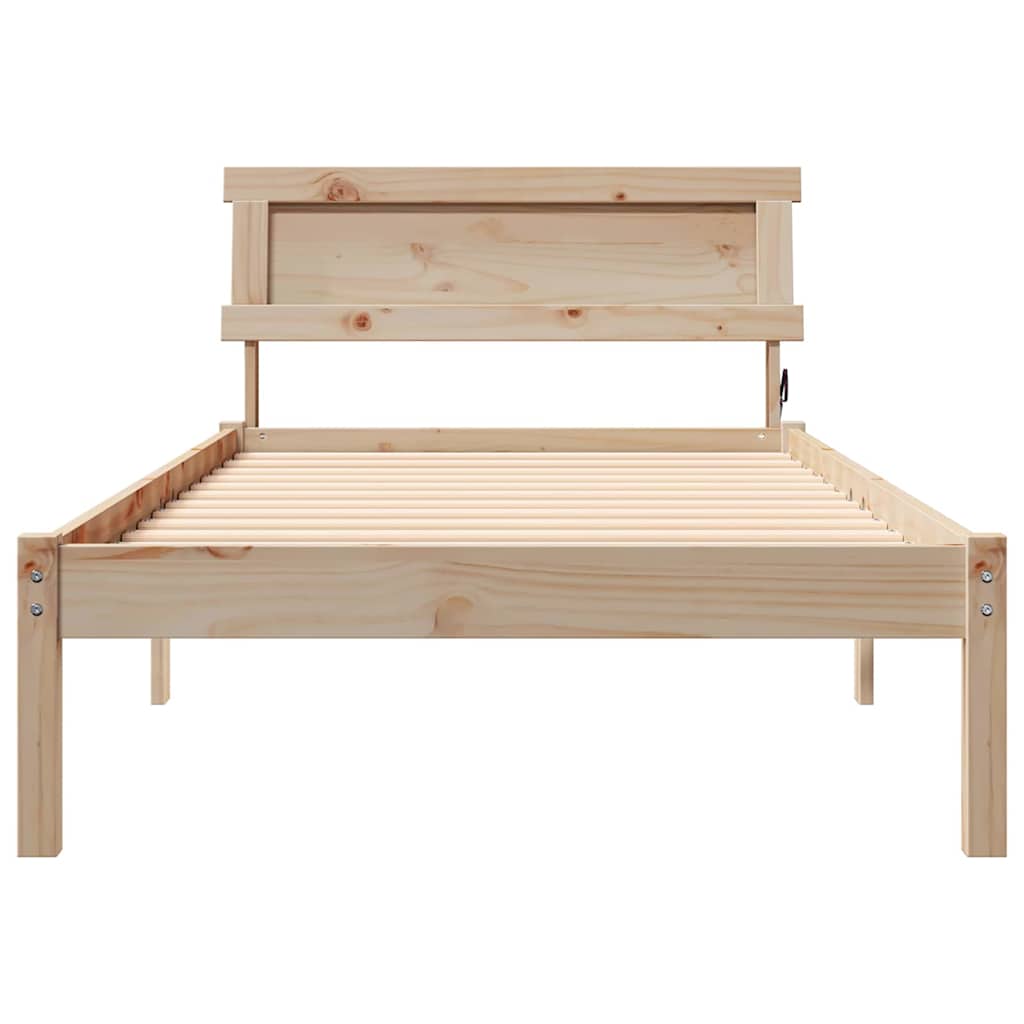 Sengestel med hovedgærde Brun 100 x 200 cm Massiv fyrretræ