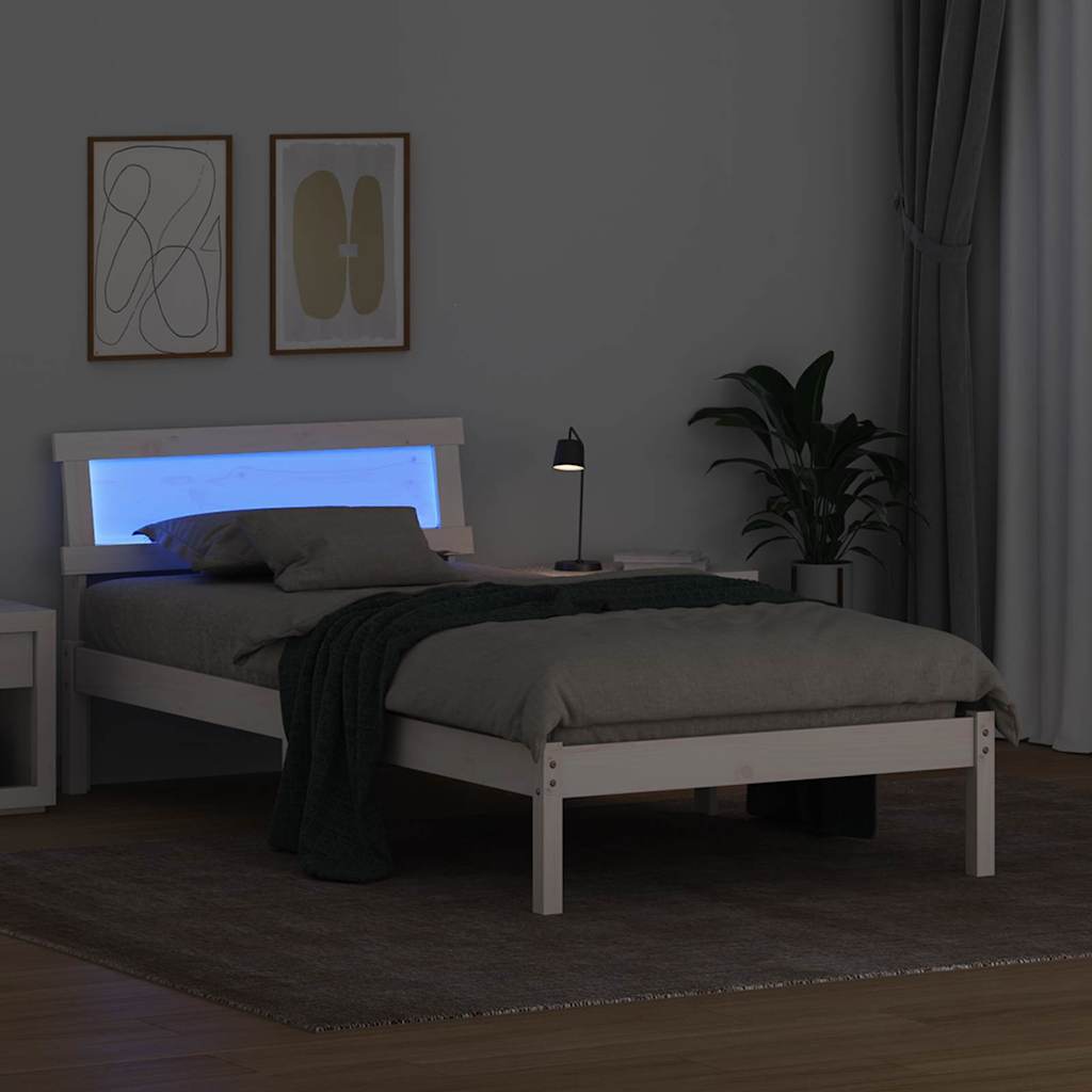 Sengestel med hovedgærde Hvid 100 x 200 cm Massiv fyrretræ
