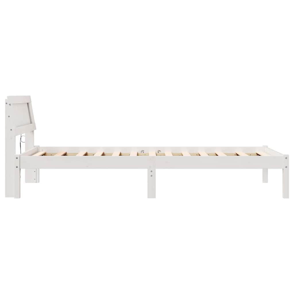 Sengestel med hovedgærde Hvid 100 x 200 cm Massiv fyrretræ