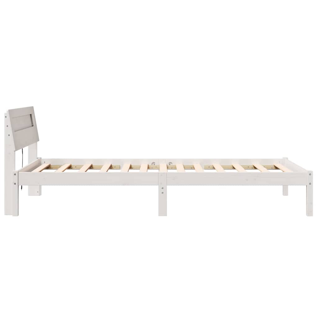 Sengestel med hovedgærde Hvid 100 x 200 cm Massiv fyrretræ