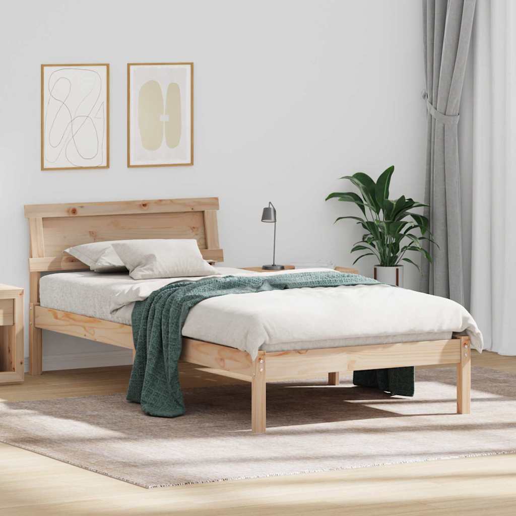Sengestel med hovedgærde Brun 90 x 200 cm Massiv fyrretræ