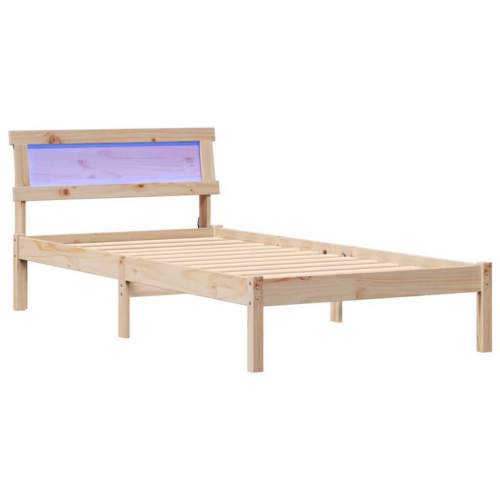Sengestel med hovedgærde Brun 90 x 200 cm Massiv fyrretræ