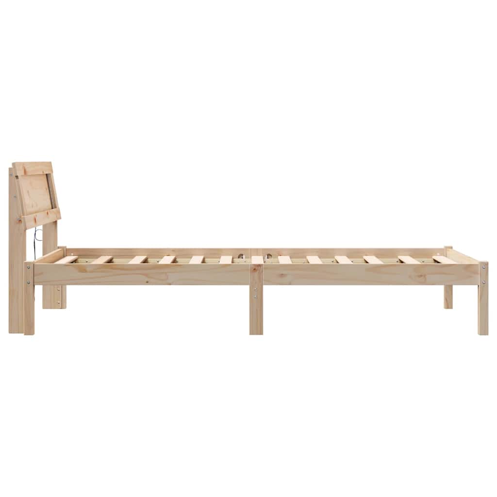 Sengestel med hovedgærde Brun 90 x 200 cm Massiv fyrretræ