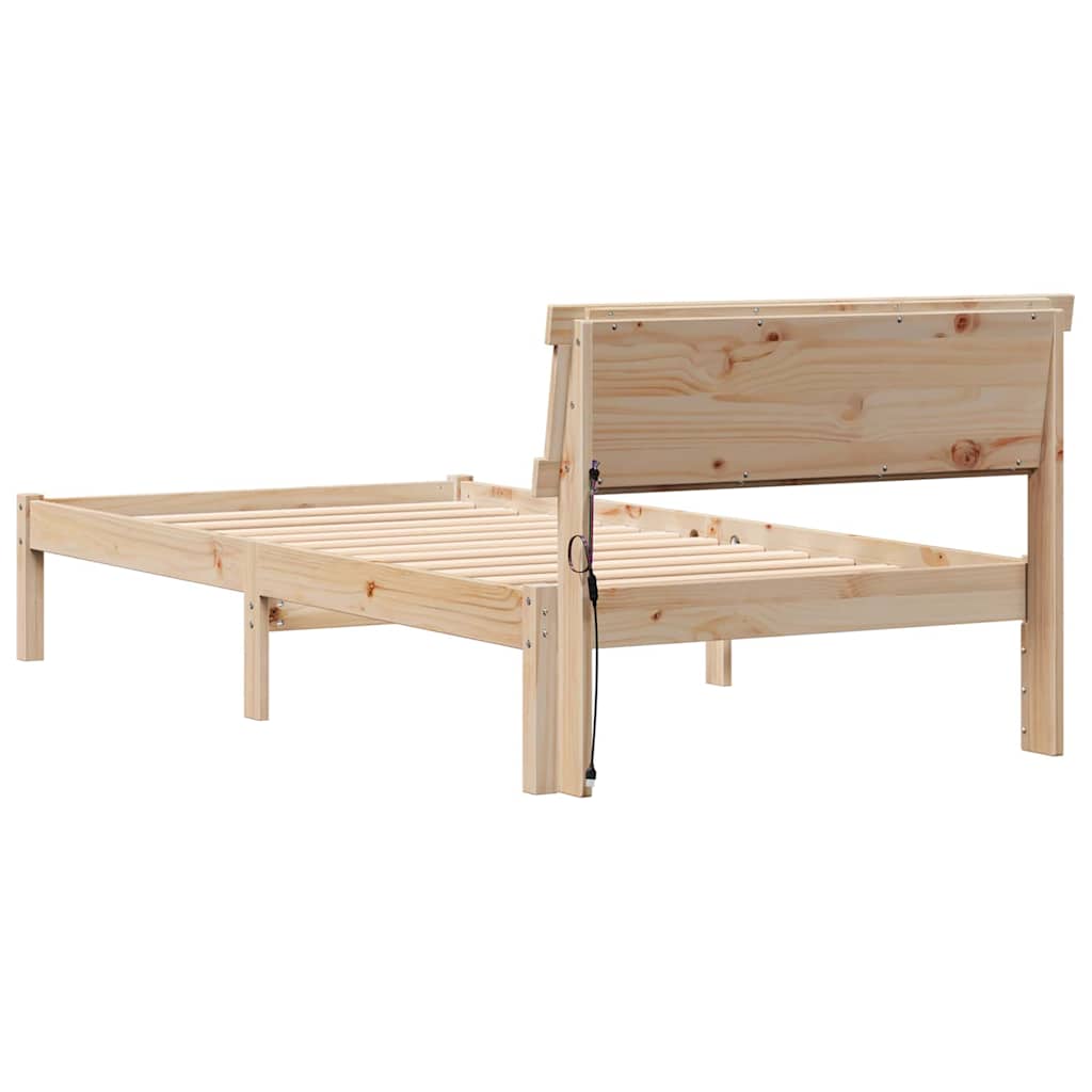 Sengestel med hovedgærde Brun 80 x 200 cm Massiv fyrretræ