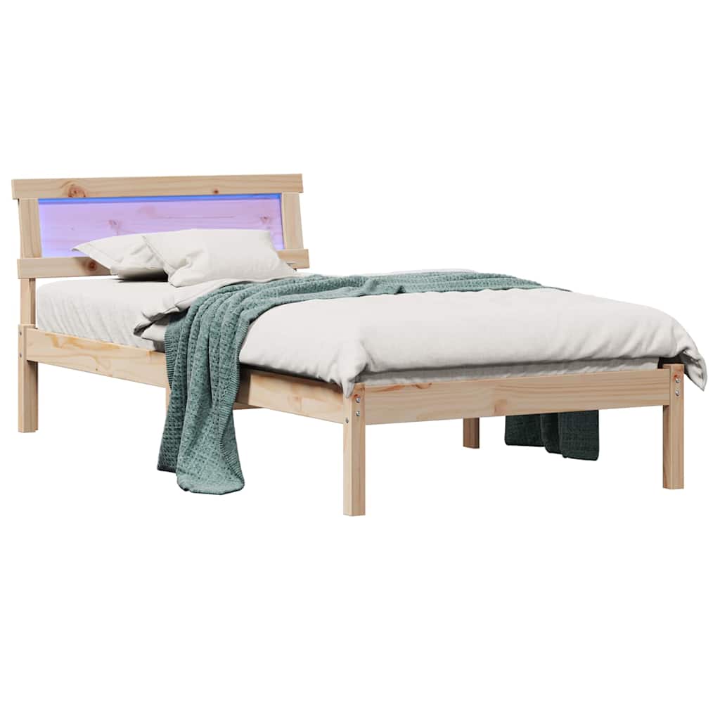 Sengestel med hovedgærde Brun 80 x 200 cm Massiv fyrretræ