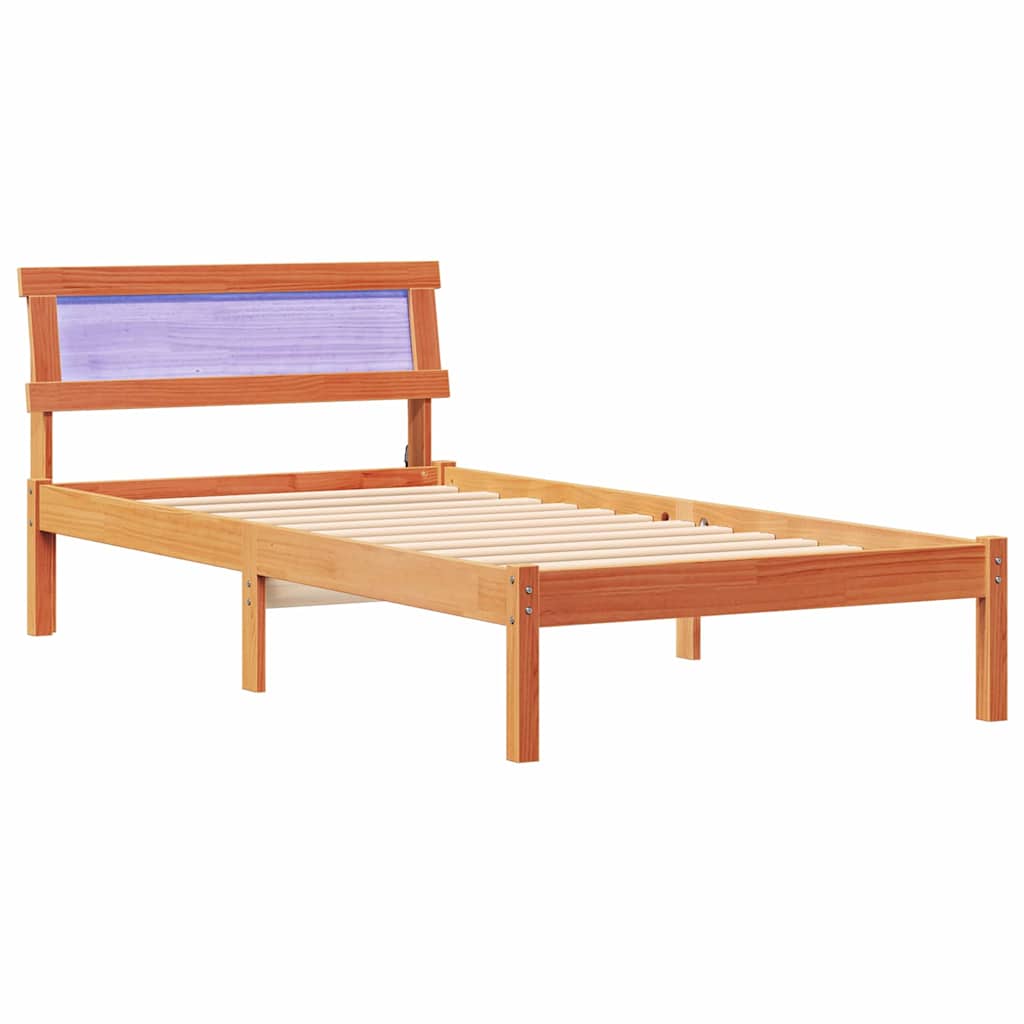 Sengestel med hovedgærde Voks brun 80 x 200 cm Massiv fyrretræ