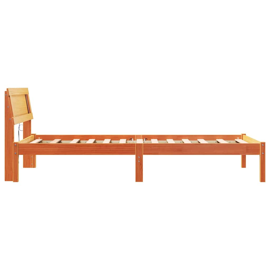 Sengestel med hovedgærde Voks brun 75 x 190 cm Massiv fyrretræ