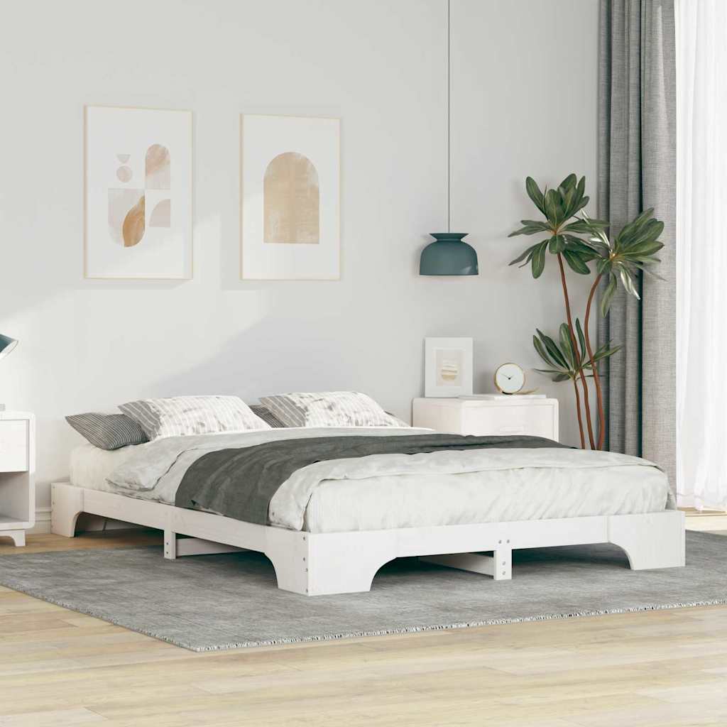 Sengestel Hvid 140 x 210 cm Massiv fyrretræ