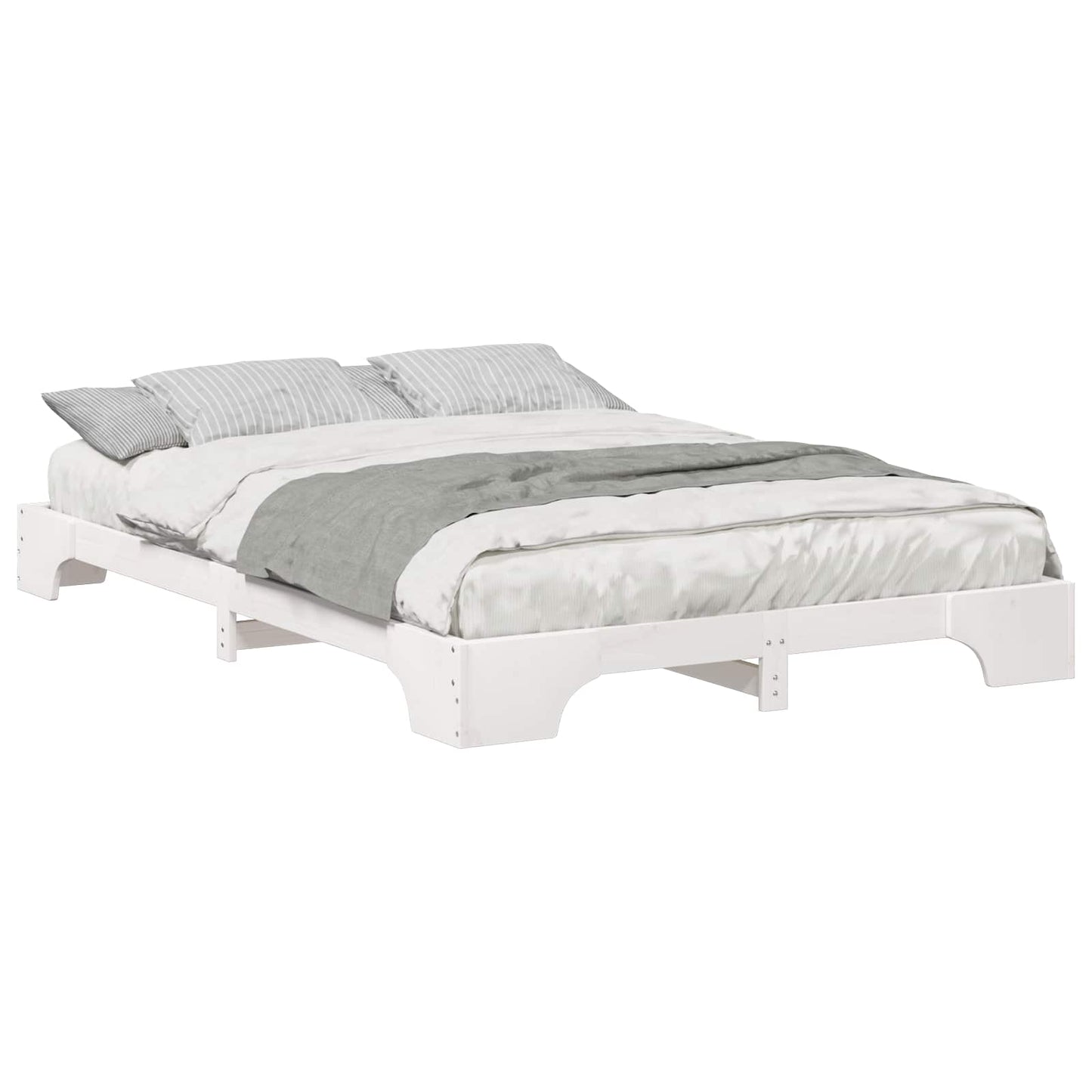 Sengestel Hvid 140 x 210 cm Massiv fyrretræ