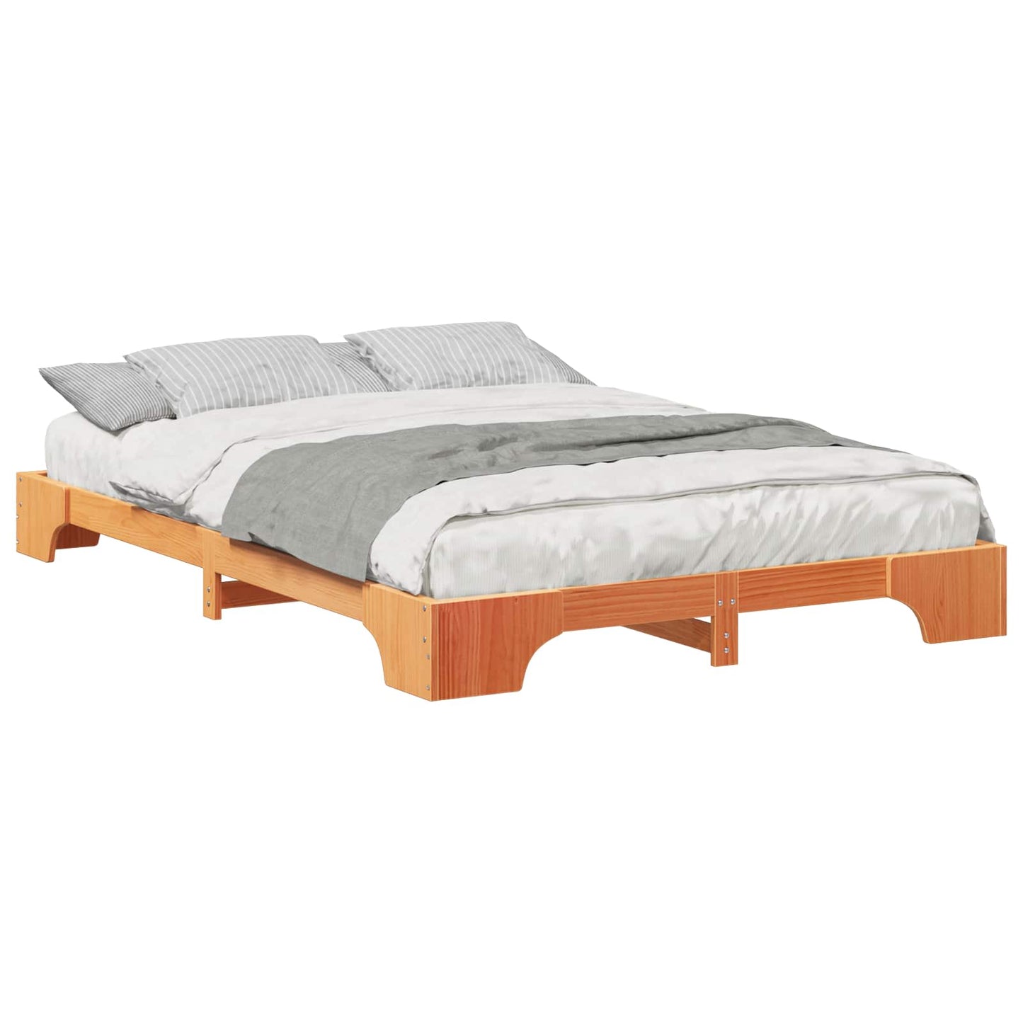 Sengestel Brun 140 x 210 cm Massiv fyrretræ