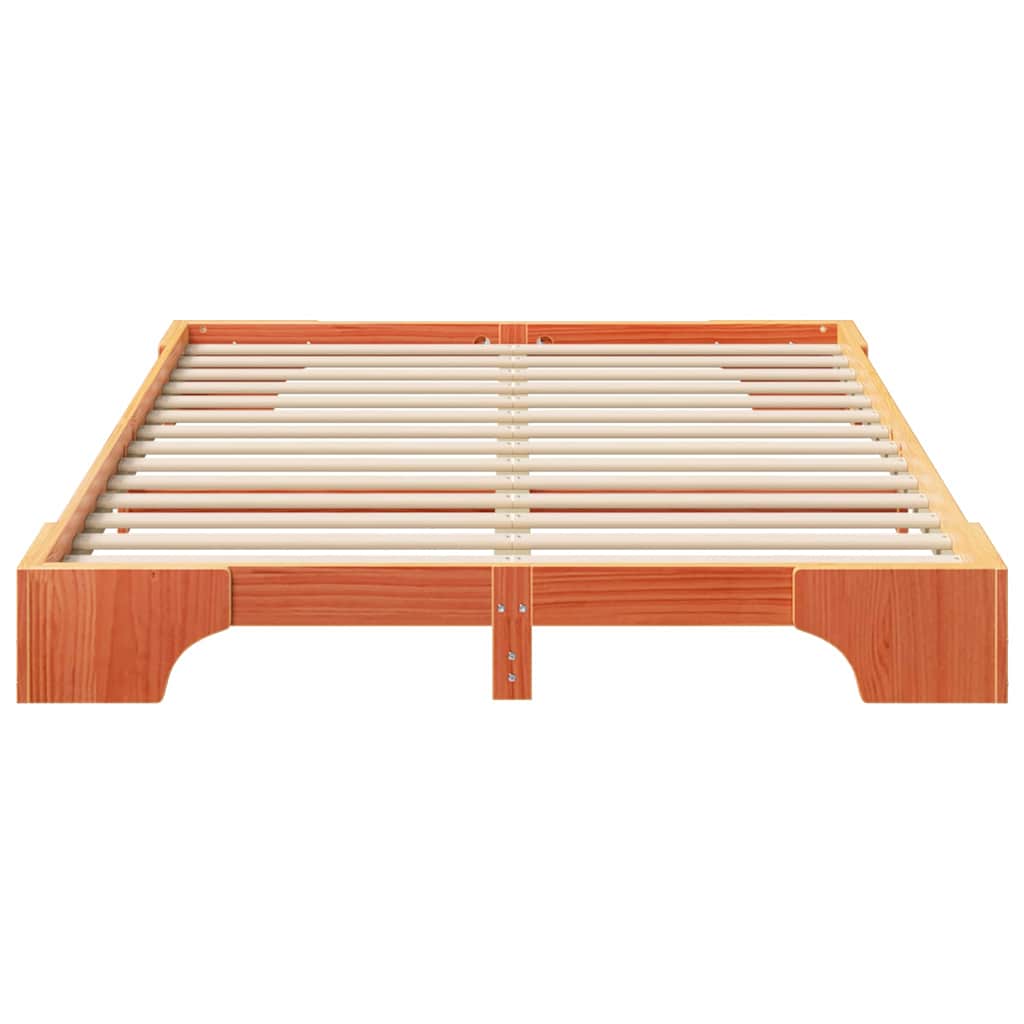 Sengestel Brun 140 x 210 cm Massiv fyrretræ