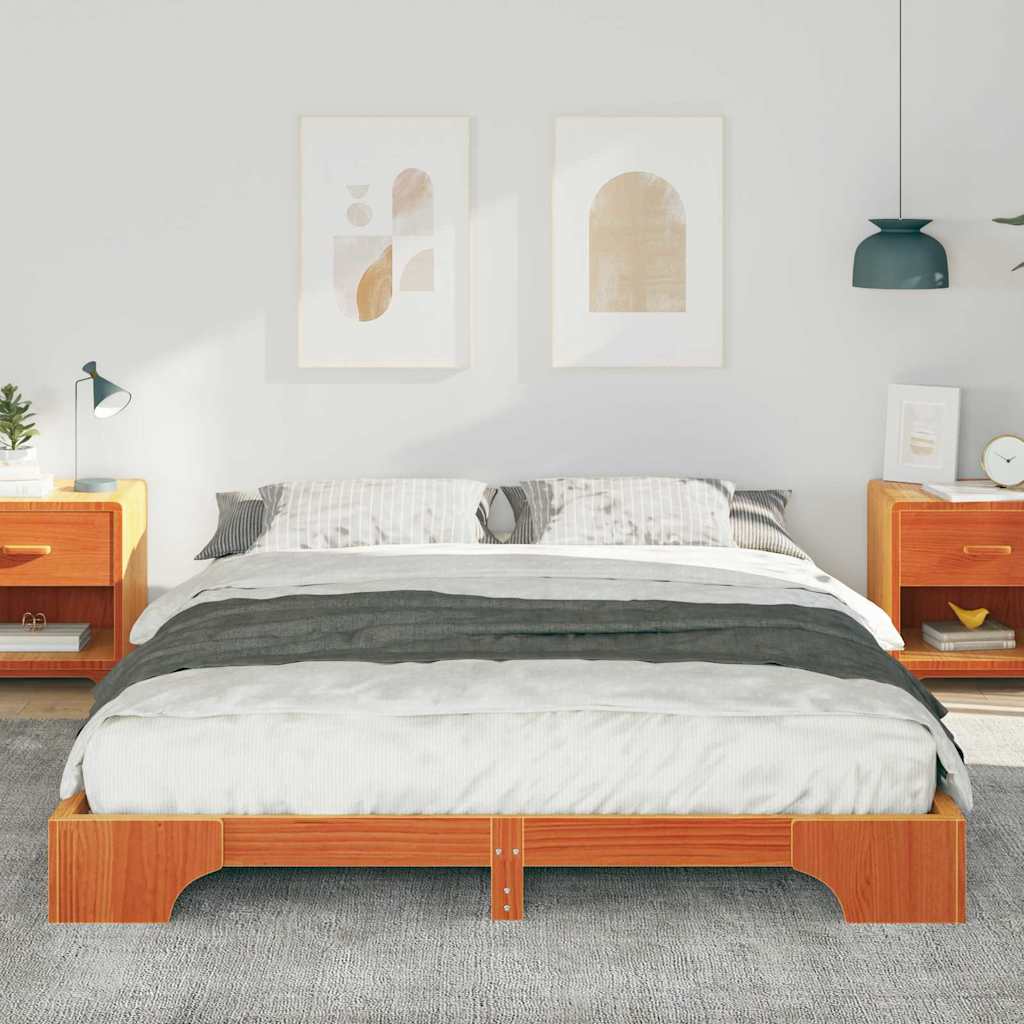 Sengestel Brun 160 x 210 cm Massiv fyrretræ
