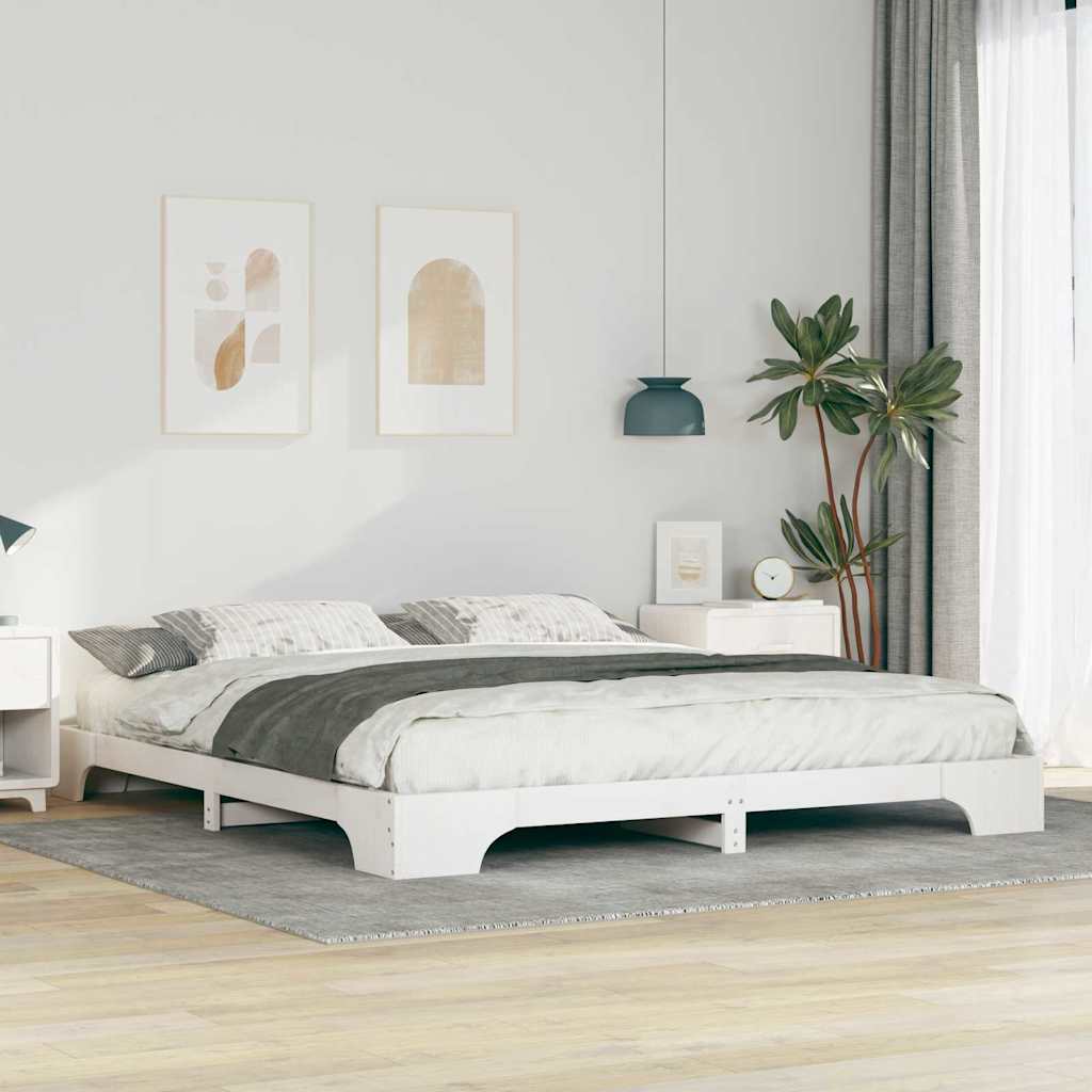 Sengestel Hvid 180 x 210 cm Massiv fyrretræ