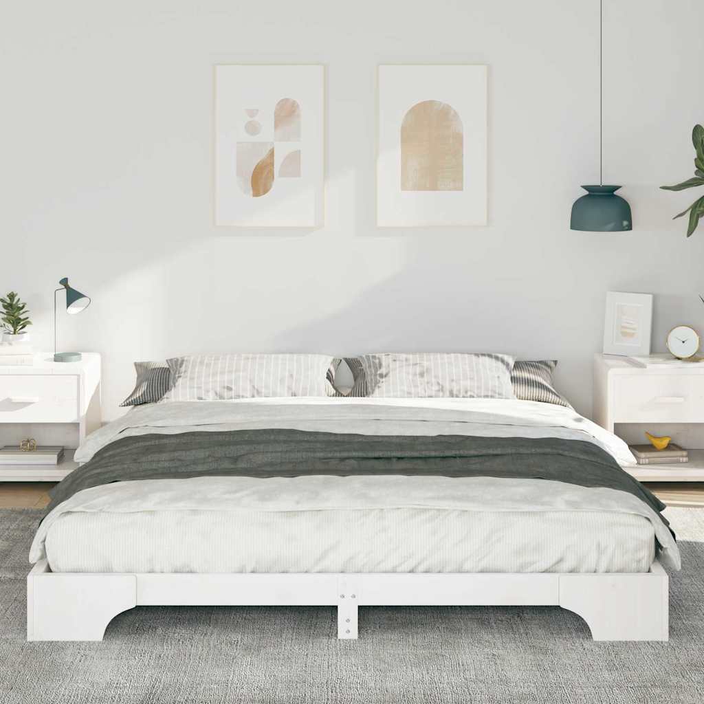 Sengestel Hvid 180 x 210 cm Massiv fyrretræ