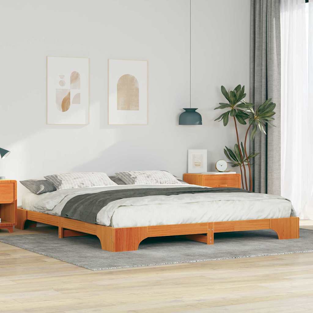 Sengestel Brun 180 x 210 cm Massiv fyrretræ