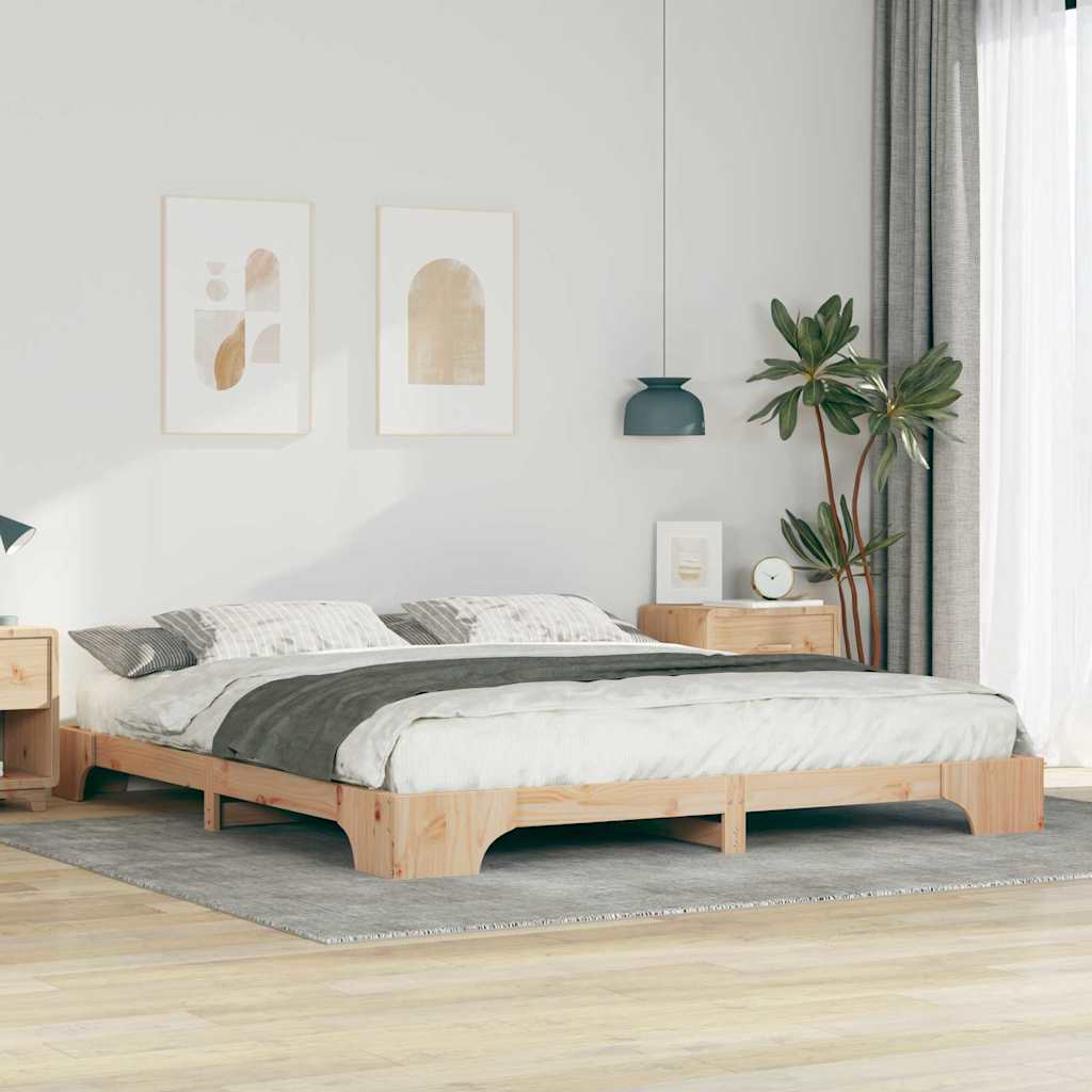 Sengestel Brun 200 x 210 cm Massiv fyrretræ