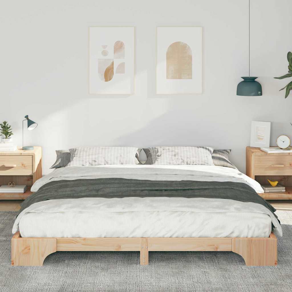 Sengestel Brun 200 x 210 cm Massiv fyrretræ