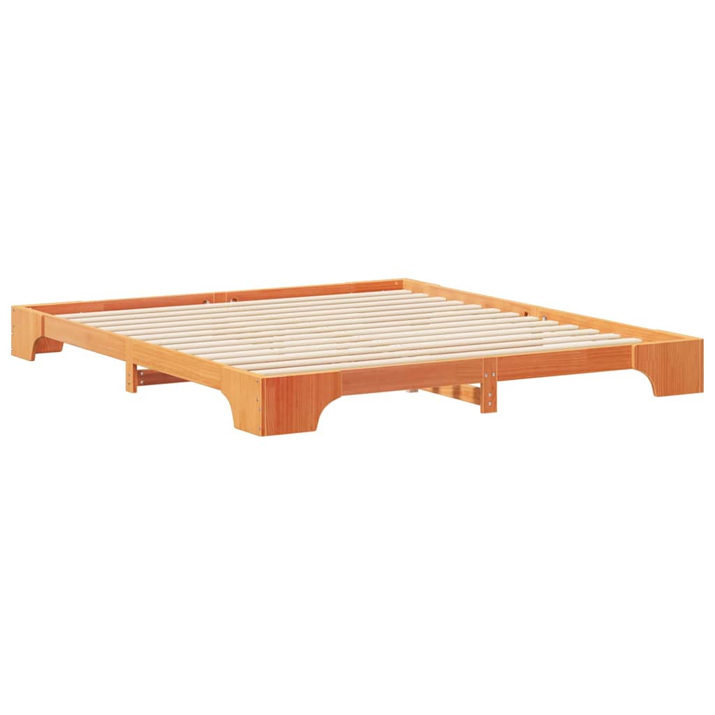 Sengestel Brun 200 x 210 cm Massiv fyrretræ