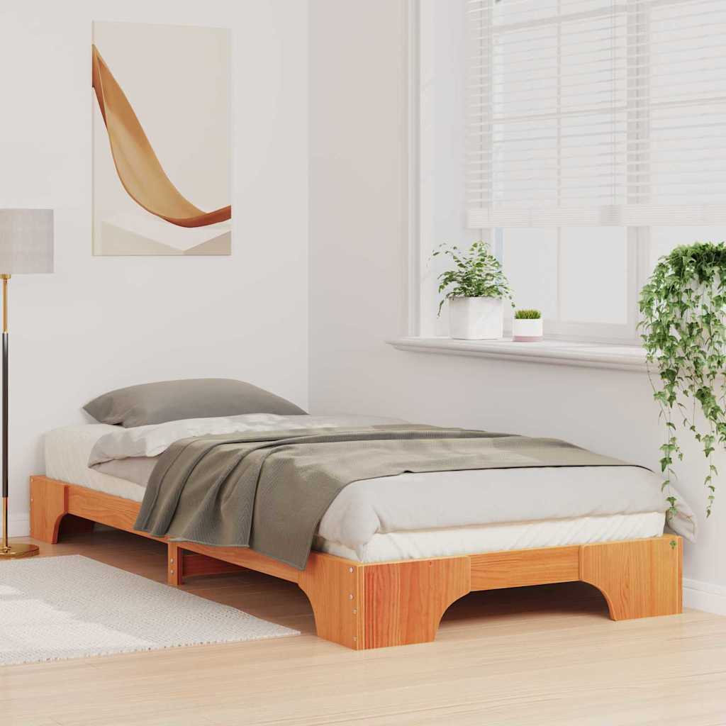 Sengestel Brun 90 x 220 cm Massiv fyrretræ