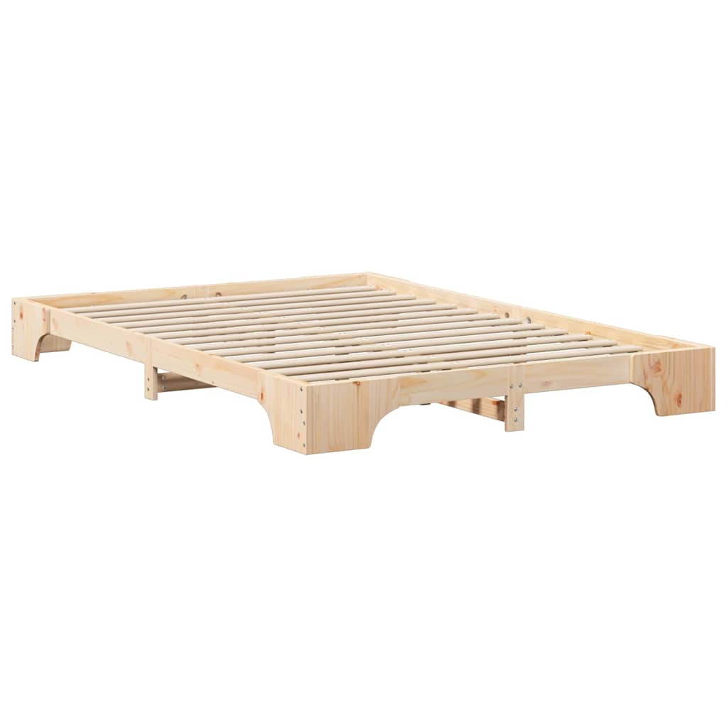 Sengestel Brun 140 x 220 cm Massiv fyrretræ