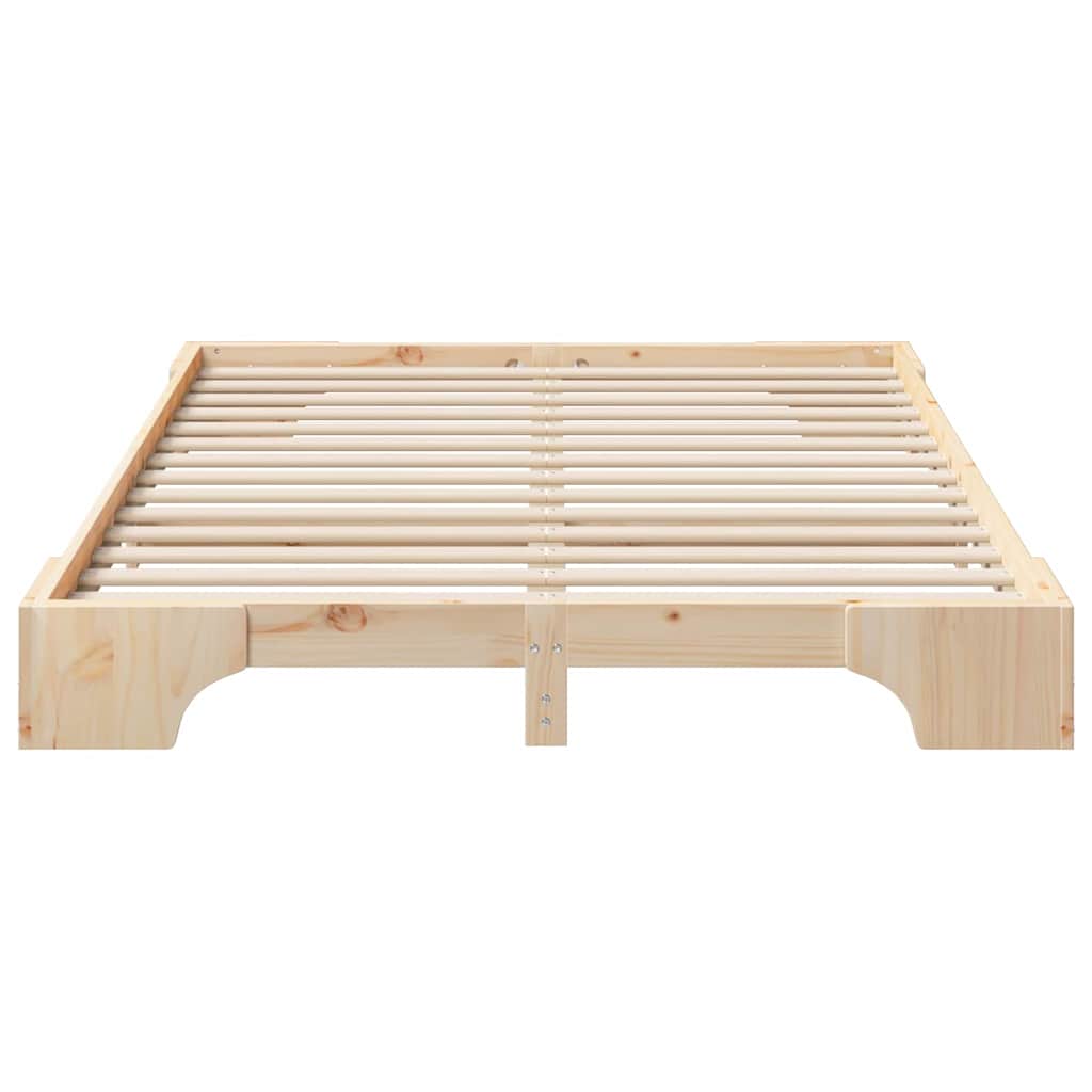 Sengestel Brun 140 x 220 cm Massiv fyrretræ