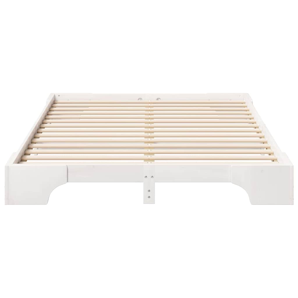 Sengestel Hvid 140 x 220 cm Massiv fyrretræ