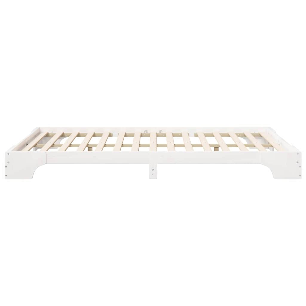 Sengestel Hvid 140 x 220 cm Massiv fyrretræ